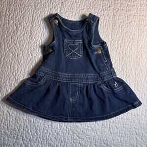 Vintage Faded Glory Baby Overalls 3-6M Denim Bib Jeans Organic Cotton Spandex25